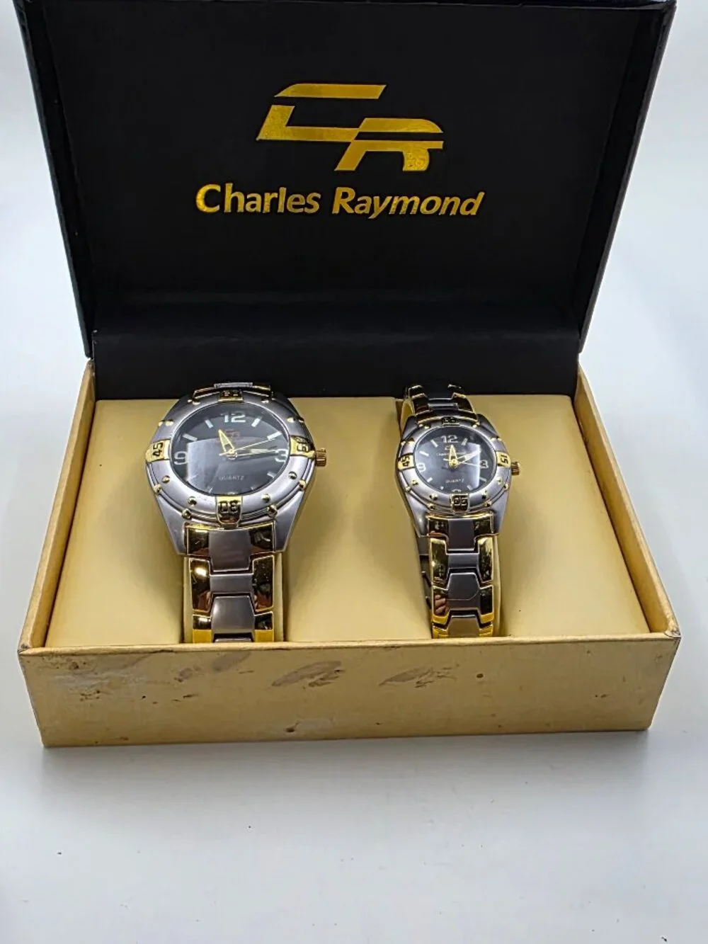 Vintage Charles Raymond His & Hers Two-Tone Quartz Watch Set (Models V0369G & V0